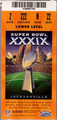 Super Bowl XXXIX      Ticket