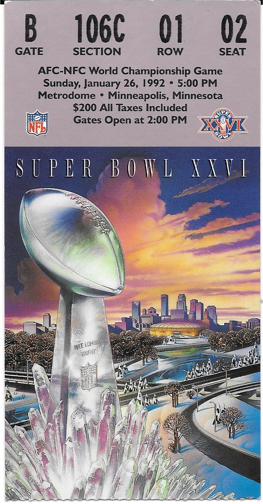 Super Bowl XXVI       Ticket