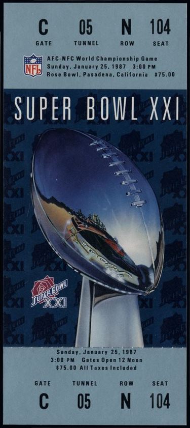Super Bowl XXI        Ticket
