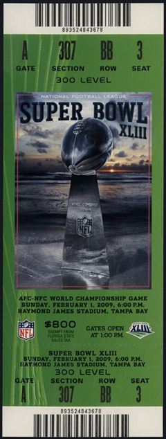 Super Bowl XLIII      Ticket