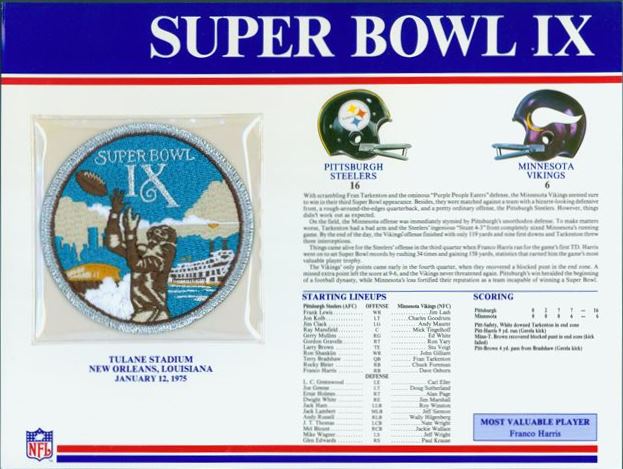 Super Bowl IX         Patch