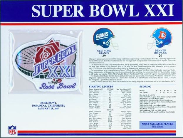 Super Bowl XXI        Patch