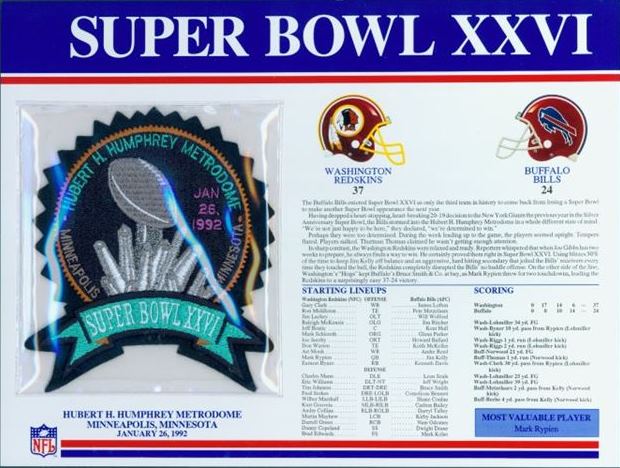 Super Bowl XXVI       Patch