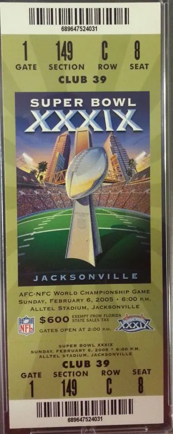 Super Bowl XXXIX      Ticket