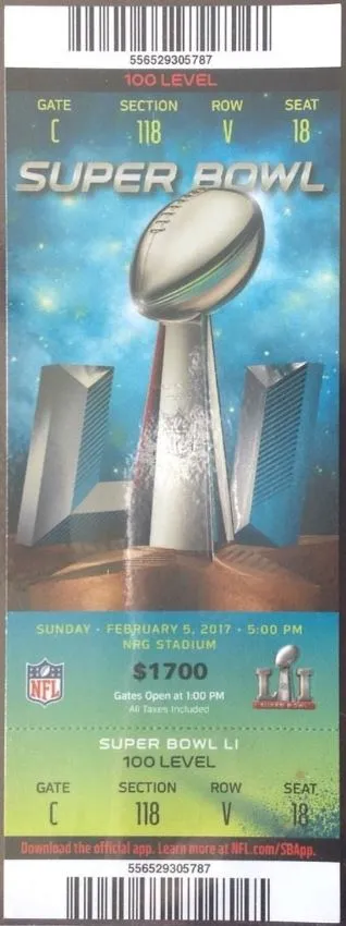 Super Bowl LI         Ticket
