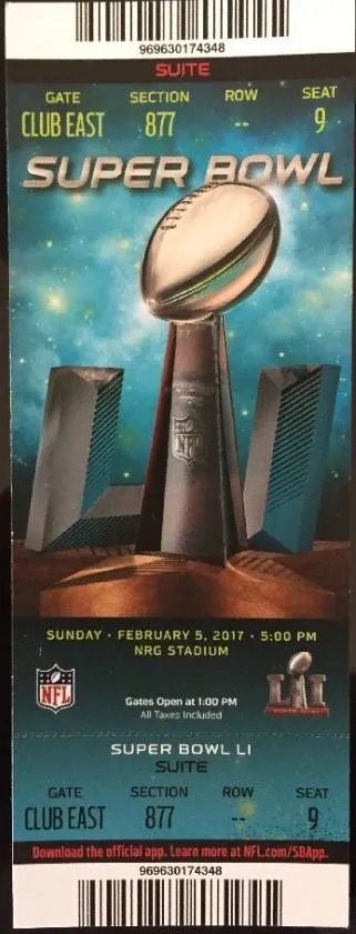 Super Bowl LI         Ticket
