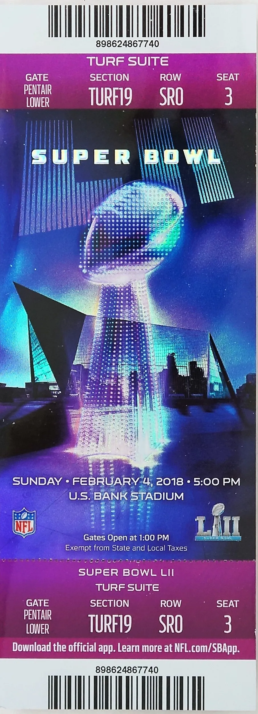 Super Bowl LII        Ticket