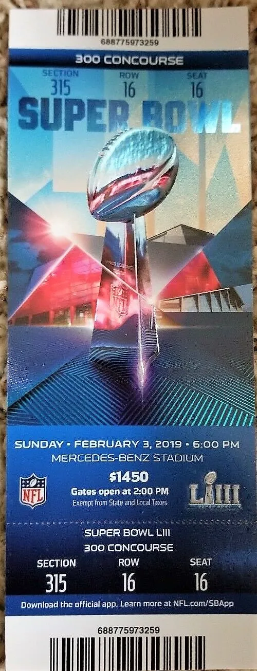 Super Bowl LIII       Ticket