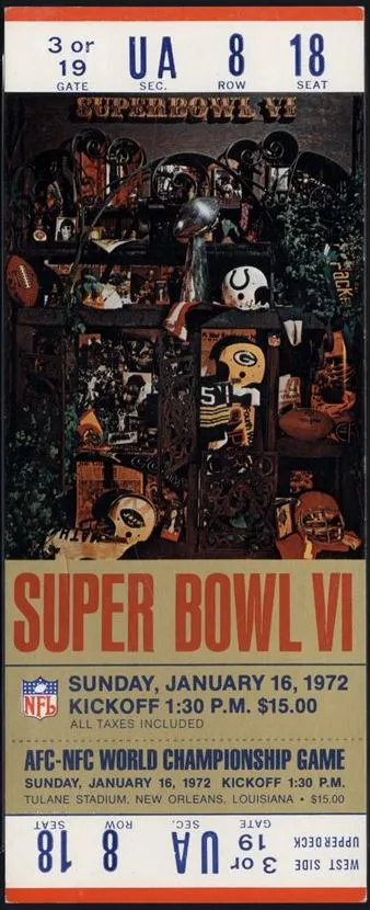 Super Bowl VI         Ticket