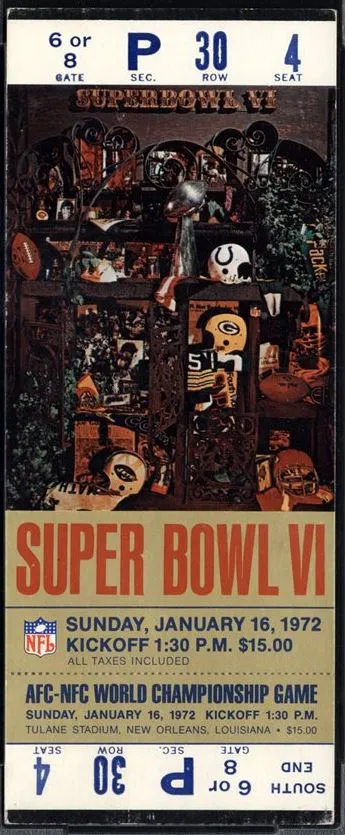 Super Bowl VI         Ticket