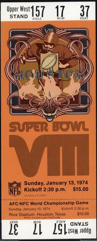 Super Bowl VIII       Ticket