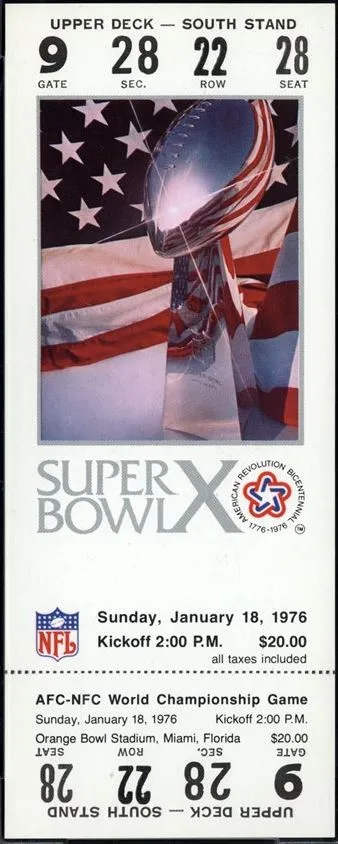 Super Bowl X          Ticket