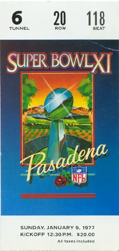 Super Bowl XI         Ticket