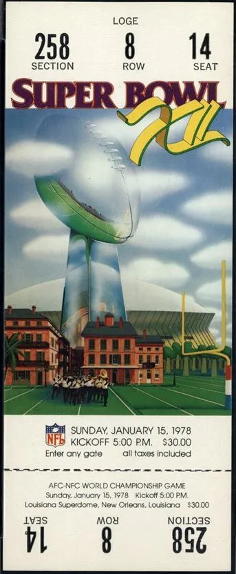 Super Bowl XII        Ticket