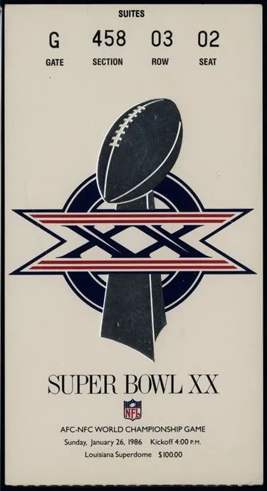 Super Bowl XX         Ticket