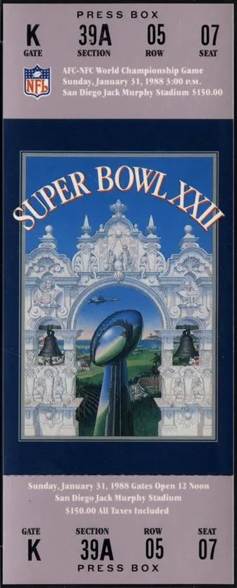 Super Bowl XXII       Ticket