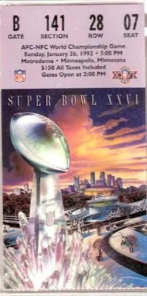 Super Bowl XXVI       Ticket