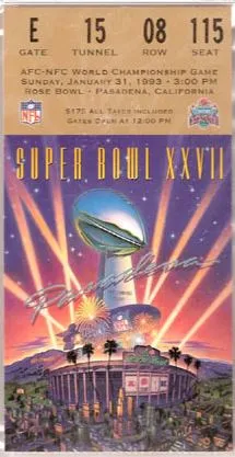 Super Bowl XXVII      Ticket