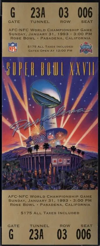 Super Bowl XXVII      Ticket