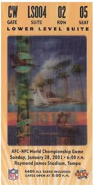 Super Bowl XXXV       Ticket