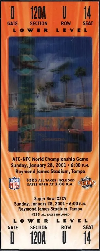Super Bowl XXXV       Ticket