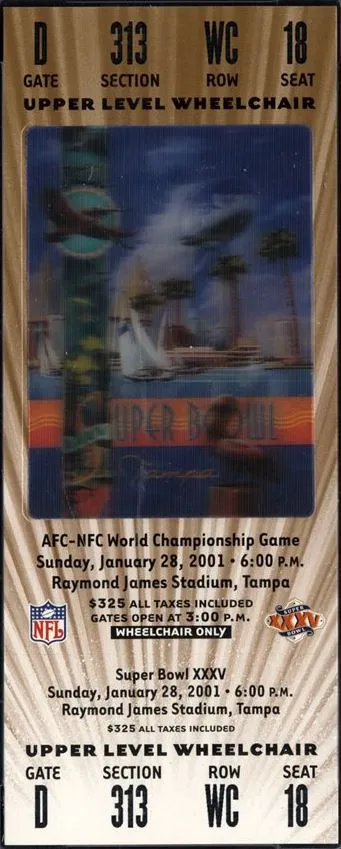 Super Bowl XXXV       Ticket