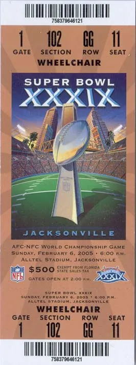 Super Bowl XXXIX      Ticket