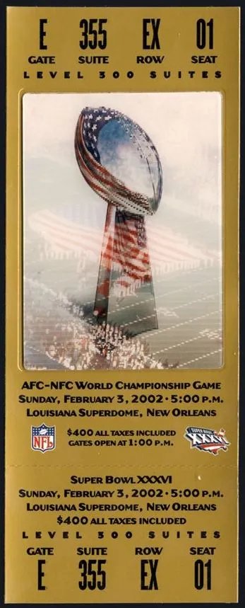 Super Bowl XXXVI      Ticket