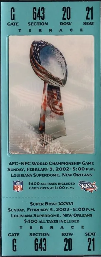 Super Bowl XXXVI      Ticket