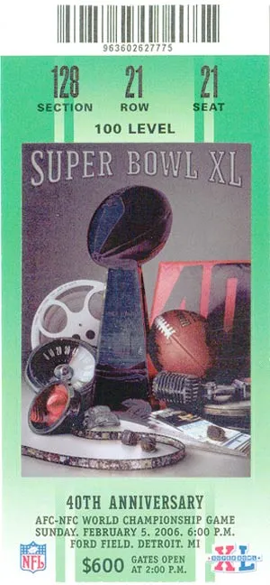 Super Bowl XL         Ticket