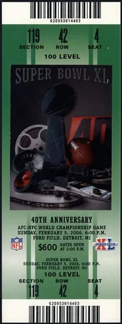 Super Bowl XL         Ticket