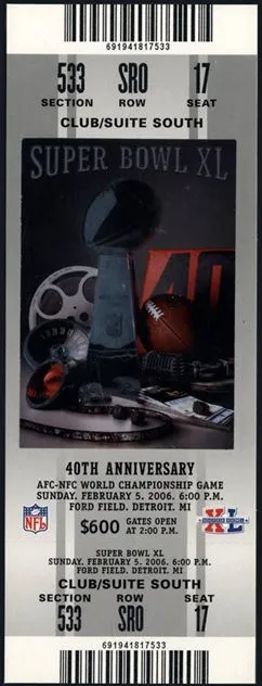 Super Bowl XL         Ticket